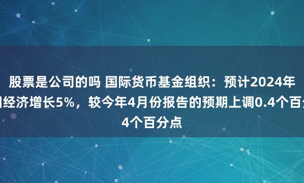 股票是公司的吗 国际货币基金组织：预计2024年中国经济增长5%，较今年4月份报告的预期上调0.4个百分点